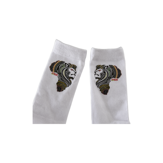 African Rich Lion Head Jacquard Socks
