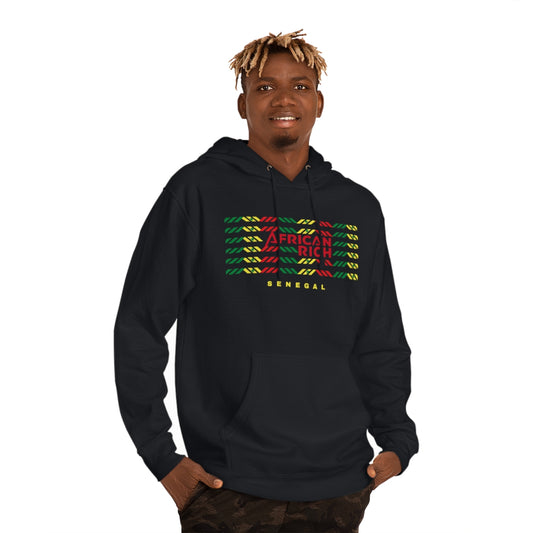 African Rich senegal Flag Colors Premium Quality Unisex Hooded Sweatshirt