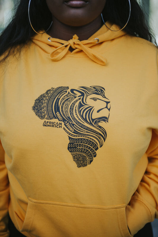 AfricanRich  Black Lion Head Logo Hoodie